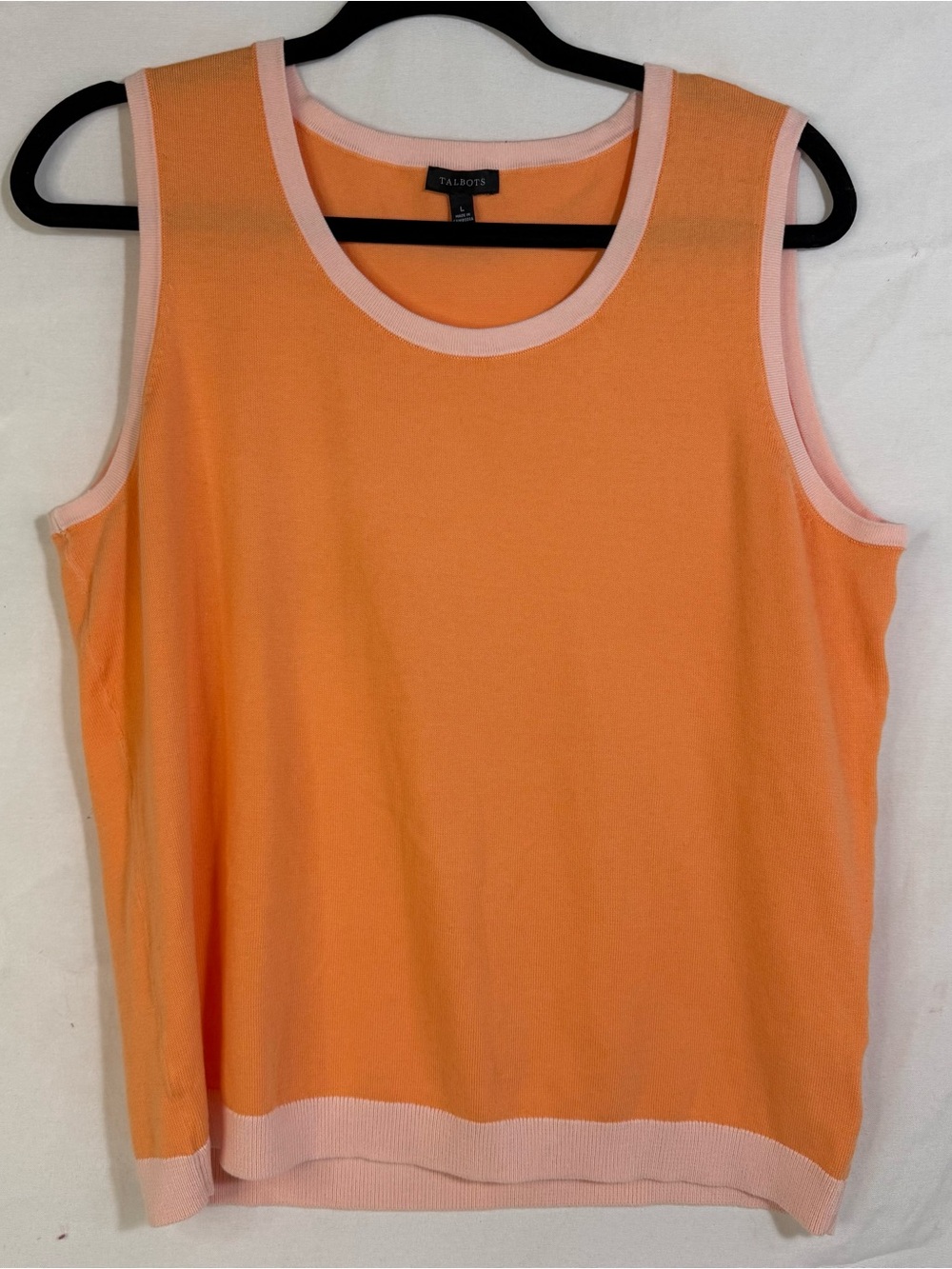 Talbots Women's Peach Tank with Light Pink Trim
